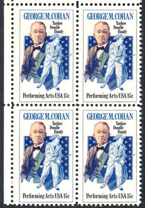 1978 George M. Cohan Block Of 4 15c Postage Stamps - Sc# 1756 - MNH, OG - CT76b