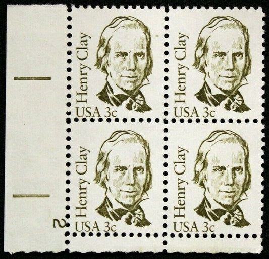 1983 Henry Clay Plate Block of 4 3c Postage Stamps - MNH, OG - Scott 1846