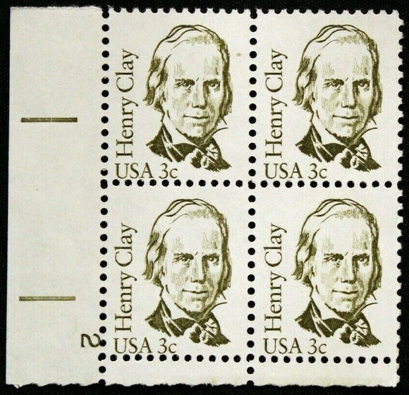 1983 Henry Clay Plate Block of 4 3c Postage Stamps - MNH, OG - Sc# 1846