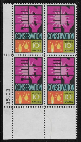 1974 Conservation Plate Block Of 4 10c Postage Stamps - MNH, OG - Scott 1547 - CX326