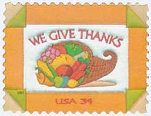 2001 Thanksgiving Single 34c Postage Stamp  - Sc# 3546 -  MNH,OG