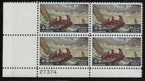 1962  Winslow Homer Plate Block of 4 4c Postage Stamps - Sc# 1207 -  MNH,OG