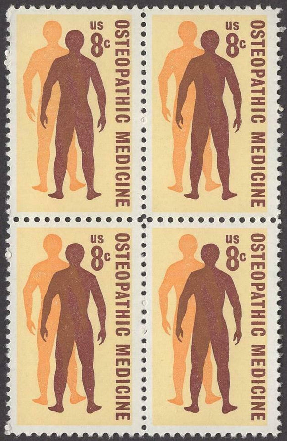 1972 Osteopathic Medicine Block of 4 8c Postage Stamps - MNH, OG - Sc# 1469