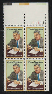 1981 - Whitney Moore Young Plate Block Of 4 15c Postage Stamps - Sc# - 1875 - MNH, OG - CX855
