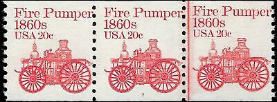 VEGAS - 1981-84 Scott 1908 Fire Pumper - Coil Line Triplet - Plate 7, MNH, OG -EZ7