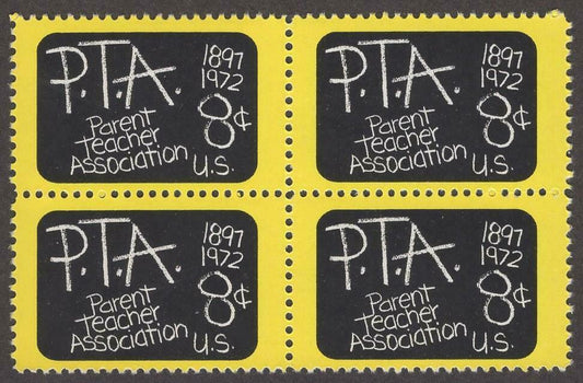 1972 PTA Parent Teachers Assoc Block Of 4 8c Postage Stamps Scott 1463 - MNH -(CT32)