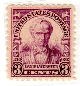1932 Daniel Webster Single 3c Postage Stamp -Sc#725 - MNH,OG