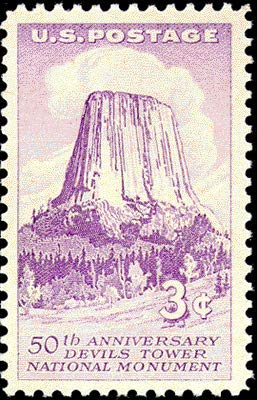 1956 Devil's Tower Single National Monument Single 3c Postage Stamp  -  Scott 1084 - MNH,OG