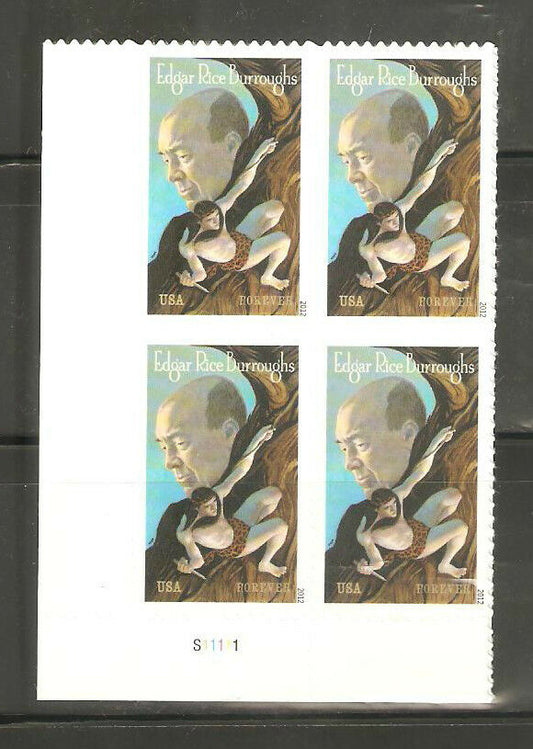 2012 Edgar R. Burroughs Plate Block of 4 45c Postage Stamps - MNH, OG - Scott 4702
