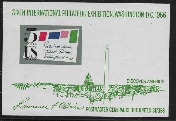 1966 SIPEX Philatelic Exhibition Souvenir Sheet 5c Postage Stamp - MNH, OG - Sc# 1311