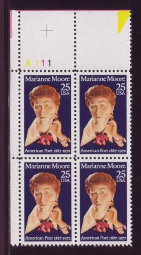 1990 Marianne Moore, Poet Plate Block Of 4 25c Postage Stamps Scott 2449 - MNH - CW454a