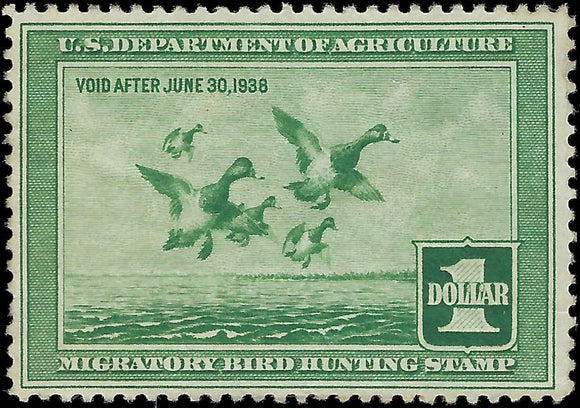 VEGAS - 1937 - ScottRW4 Federal Duck Stamp, MH ~ 1/2 Gum Remaining