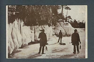 VEGAS - Vintage Photo Postcard - Lake Champlain VT Ice Fishing - FD343