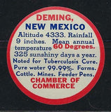 VEGAS - Vintage Deming, NM Promotional Poster Stamp - See Rev - Read Desc (CR57)