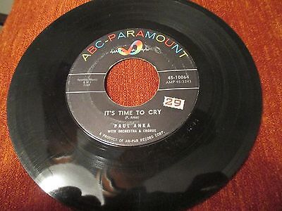 1959 - Paul Anka - It's Time To Cry - ABC-Paramount Records - Plays VG-VG+