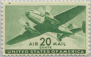 1941 TWIN MOTOR TRANSPORT Single 20c AIRMAIL Postage Stamp  - Sc# C29 -  MNH,OG