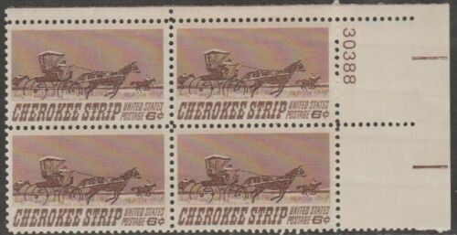 1968 Cherokee Strip Plate Block Of 4 6c Postage Stamps - MNH, OG - Sc# 1360 - CX349
