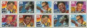 1993 Rock & Roll Block Of 10 29c Postage Stamps - Sc# 2724-2730 - MNH, OG - CW281a