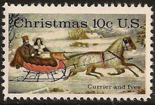 1974 Currier & Ives Christmas The Road Winter Single 10c Postage Stamp Scott 1551 - MNH - CW423e