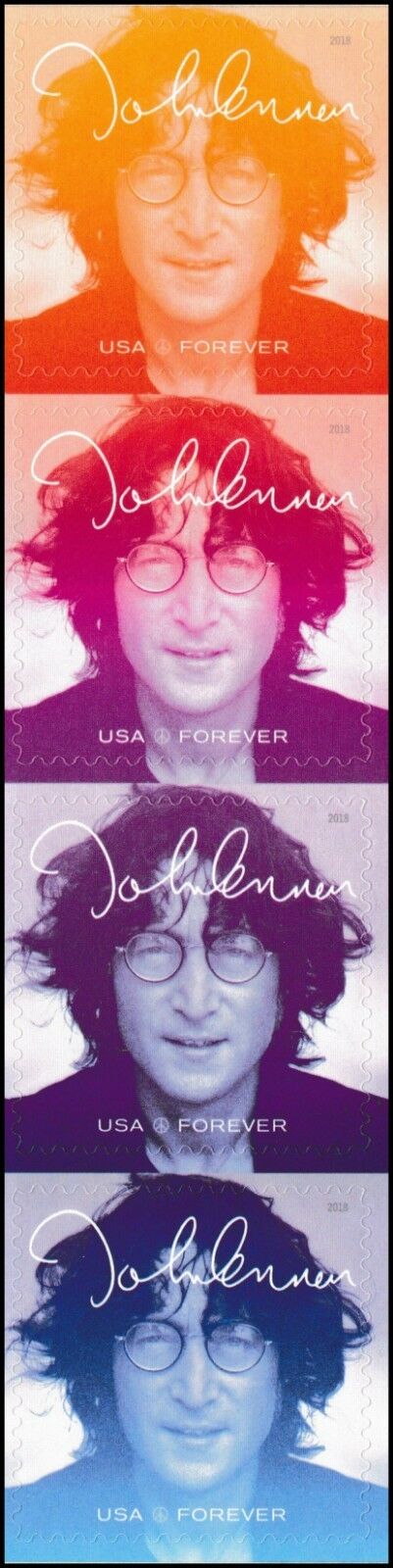 2018 John Lennon Strip Of 4 "Forever" Postage Stamps - MNH, OG - Scott 5312-5315
