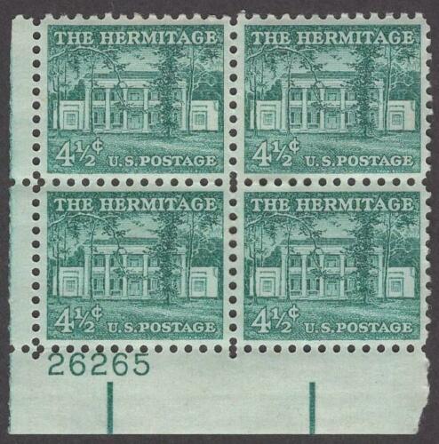 1954-68 - The Hermitage Plate Block of 4 4.5c Postage Stamps - Scott 1037 - MNH, OG - CX569
