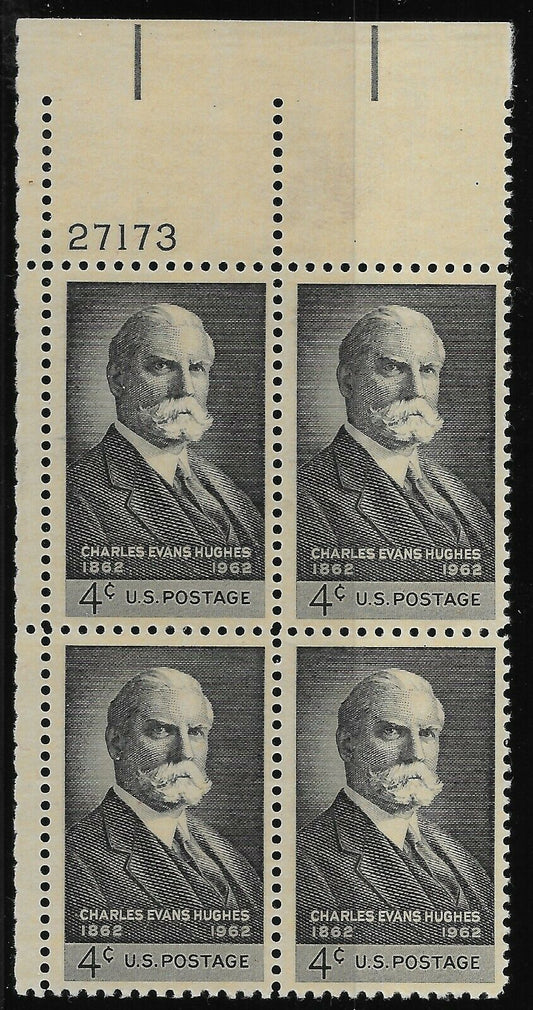 1962 Charles Evans Hughes Plate Block Of 4 4c Postage Stamps - MNH, OG - Scott 1195`- CX207
