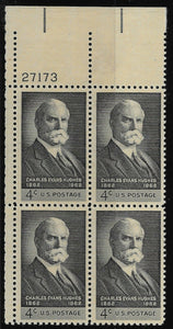 1962 Charles Evans Hughes Plate Block Of 4 4c Postage Stamps - MNH, OG - Sc# 1195`- CX207