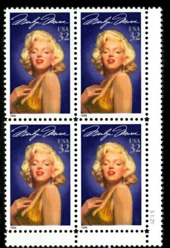 1995 Marilyn Monroe - Plate Blk Of 4 - 32c Postage Stamps Sc# - 2967 - MNH, OG - CX693