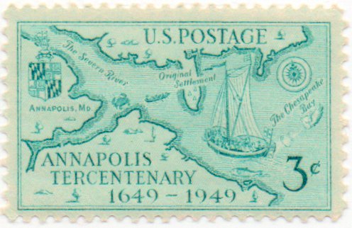 1949 Annapolis Anniv. Single 3c Postage Stamp - Scott984 - MNNH,OG
