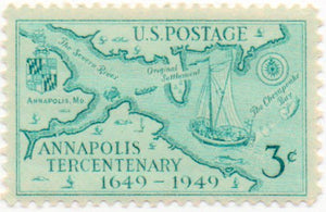 1949 Annapolis Anniv. Single 3c Postage Stamp - Sc#984 - MNNH,OG