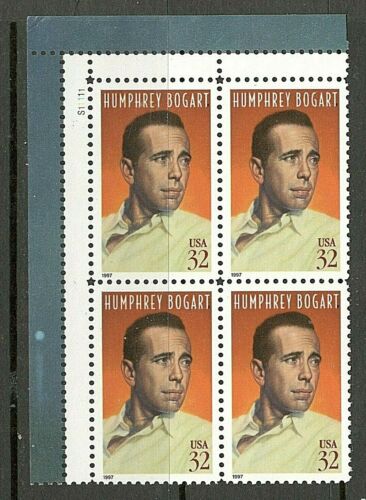 1997 Humphrey Bogart Plate Block Of 4 32c Postage Stamps - Scott - 3152 - MNH, OG - CX692a