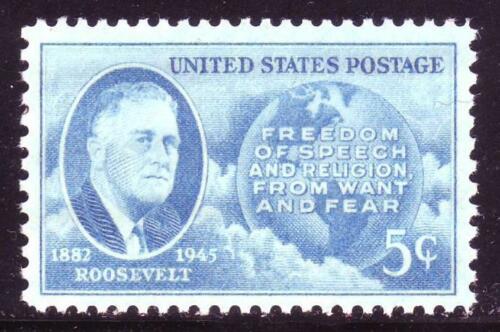 1946 Franklin D Roosevelt Single 5c Postage Stamp - MNH, OG - Sc# 933