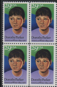1992 Dorothy Parker Writer Block of 4 29c Postage Stamps - MNH, OG - Sc# 2698 - BC31a