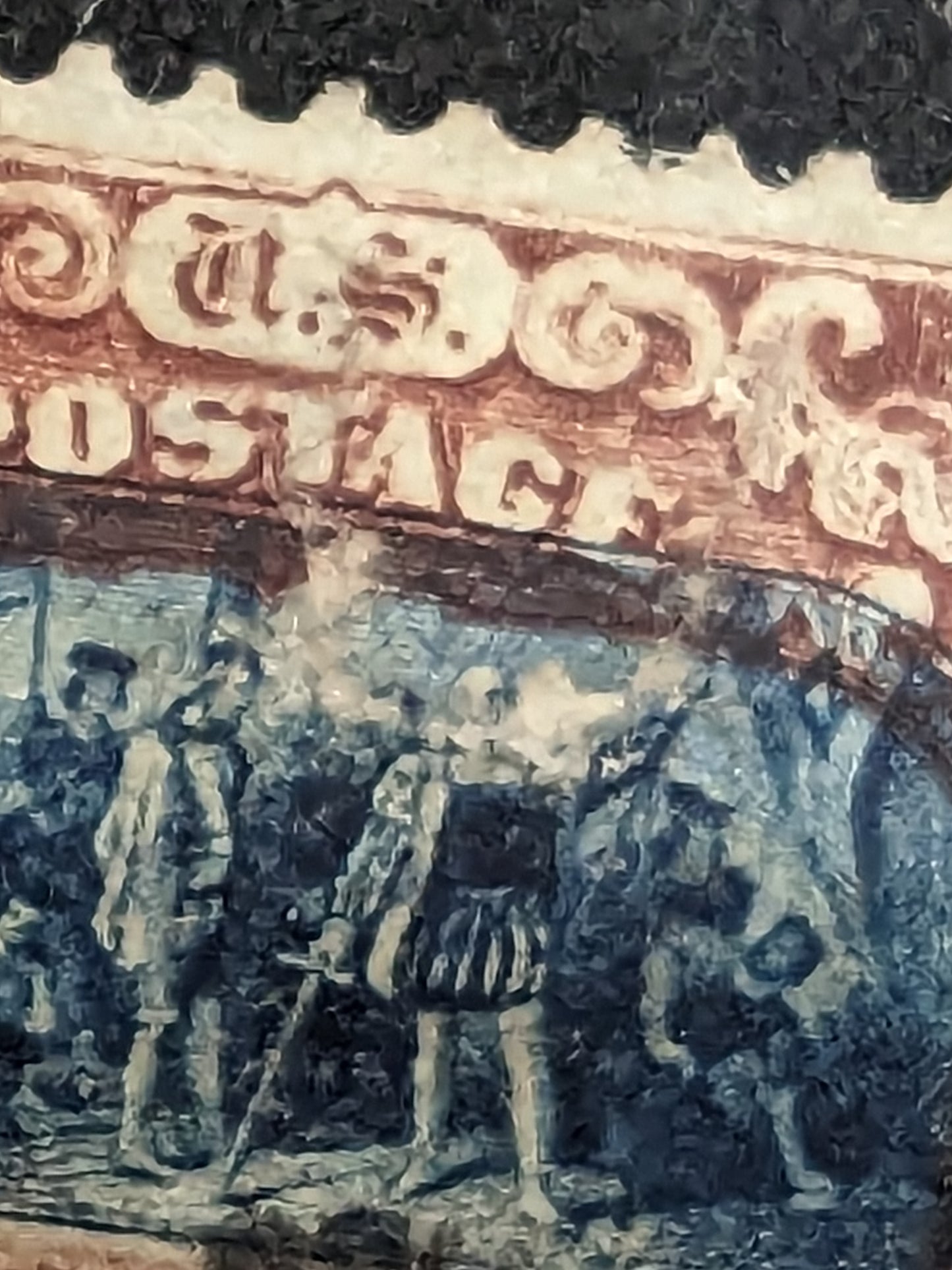 VEGAS - 1869 Columbus Landing Scott119 - Vignette Shifted Up - Repaired Tear