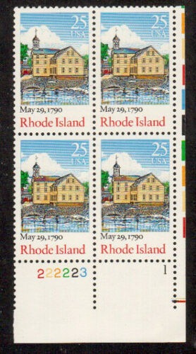 1990 Rhode Island - Constitution Ratification Plate Block of 4 Postage Stamps - MNH, OG - Scott 2348