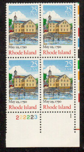 1990 Rhode Island - Constitution Ratification Plate Block of 4 Postage Stamps - MNH, OG - Sc# 2348