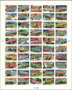 2002 Greetings From America Full Sheet Of 50 34c Postage Stamps - Sc# 3561-3610 - MNH, OG - CX56