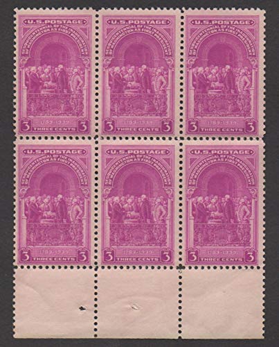 1939 Inauguration of Washington Block of 6 3¢  Postage Stamps   - Sc# 854 -  MNH,OG