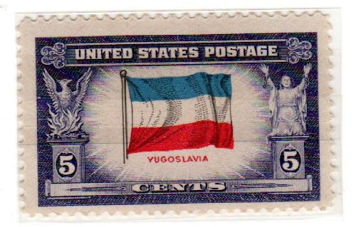 1943 Flag of Yugoslavia Single 5c Postage Stamp -Sc#917 - MNH,OG