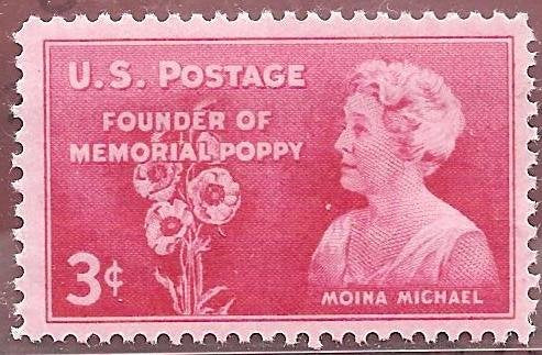 1948 Moina Michael Founder Of Memorial Poppy Single 3c Postage Stamp -  Scott 977 -  MNH,OG