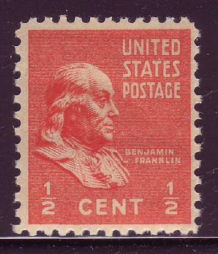1938 Benjamin Franklin Single 1/2 Cent Postage Stamp -  Scott 803 - MNH,OG