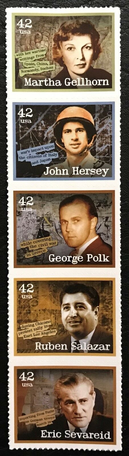 2008 American Journalists Strip Of 5 42c Postage Stamps - MNH, OG - Sc# 4248-4252