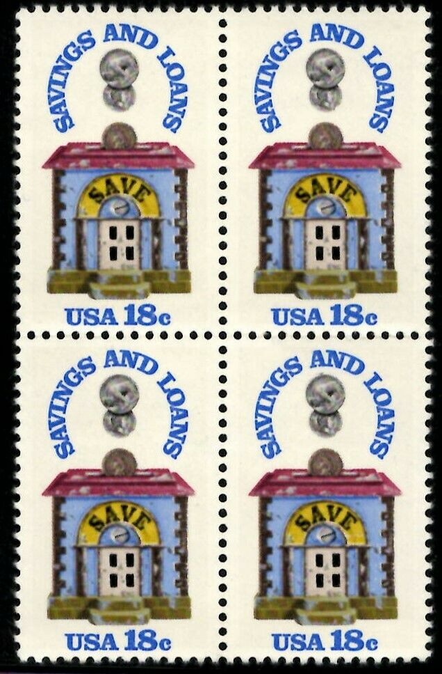 1981 Savings and Loan Block Of 4 18c Postage Stamps Scott 1911 - MNH - CW475a