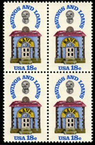1981 Savings and Loan Block Of 4 18c Postage Stamps - Sc 1911 - MNH - CW475a