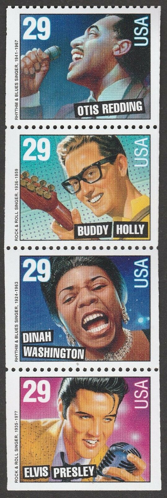 1993 American Music Strip Of 4 29c Postage Stamps - Sc# 2731, 2735-2737 - MNH, OG - CW296