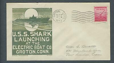 VEGAS - 1943 Submarine USS Shark Launch Spader Cover - Groton - READ - FK126