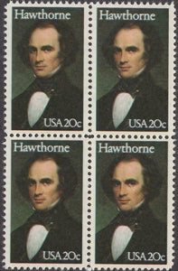 1983 Nathaniel Hawthorne Block Of 4 20c Postage Stamps - Sc 2047 - MNH - CW477b