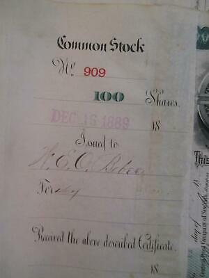 One 1889 Chicago & Eastern Illinois Railroad Stock Certificate - Read (FA101)