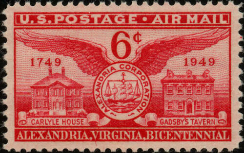 1949 Alexandria Airmail Single 6c Postage Stamp - MNH, OG - Scott C40 - CX431a