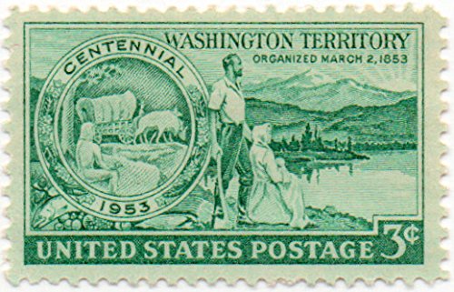 1953 Washington Territory Single 3c Postage Stamp  -  Scott 1019 -  MNH,OG